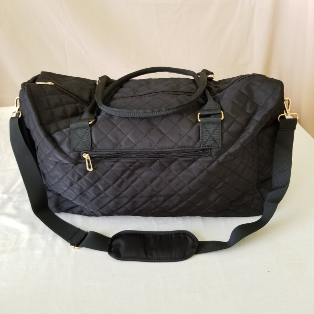 NEW! Lightweight Duffel Tote with Quilted Design, Luggage Strap & Shoulder Strap
